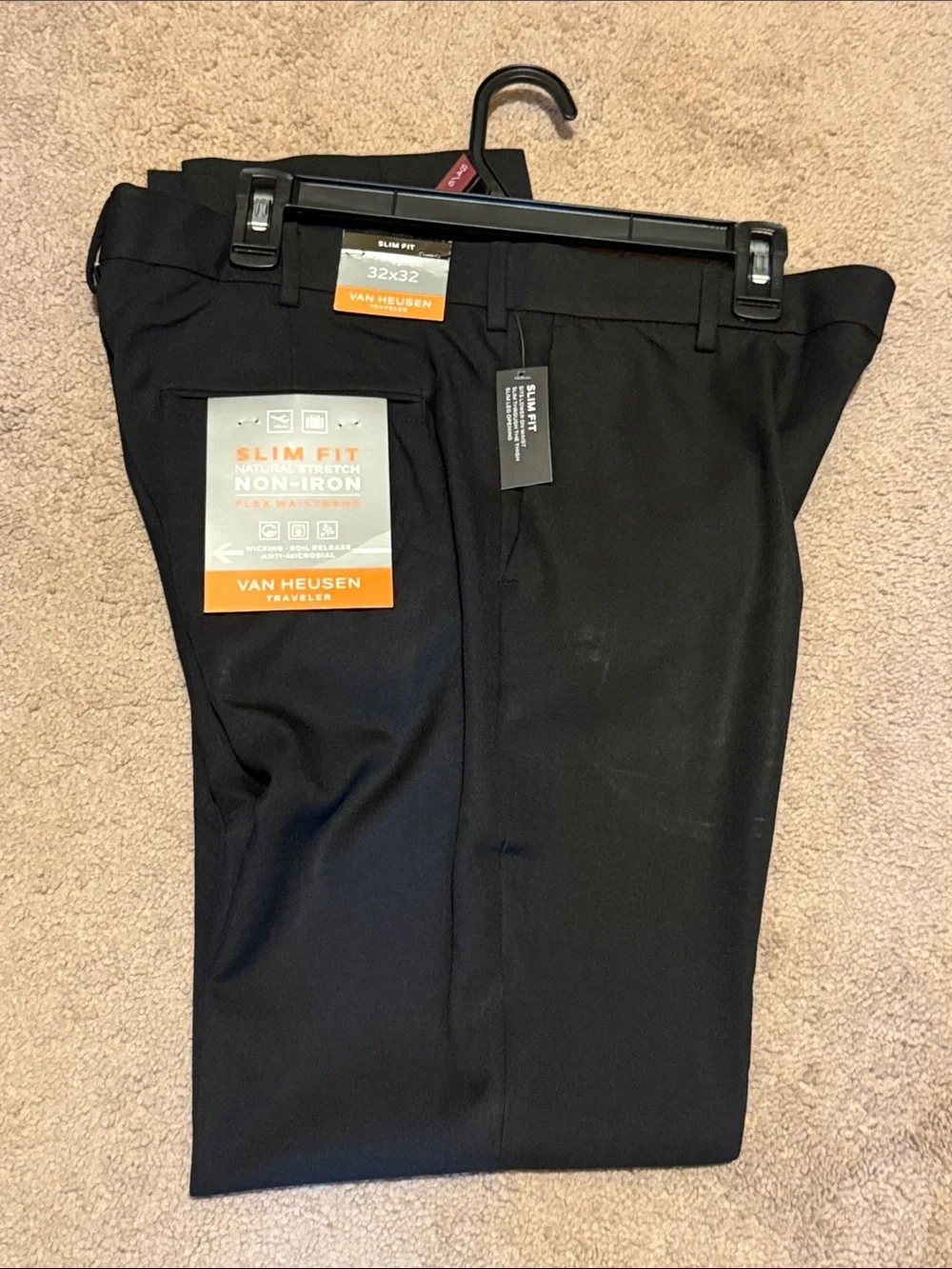 Van Heusen Black Slim Fit Non-Iron Traveler Dress Pants